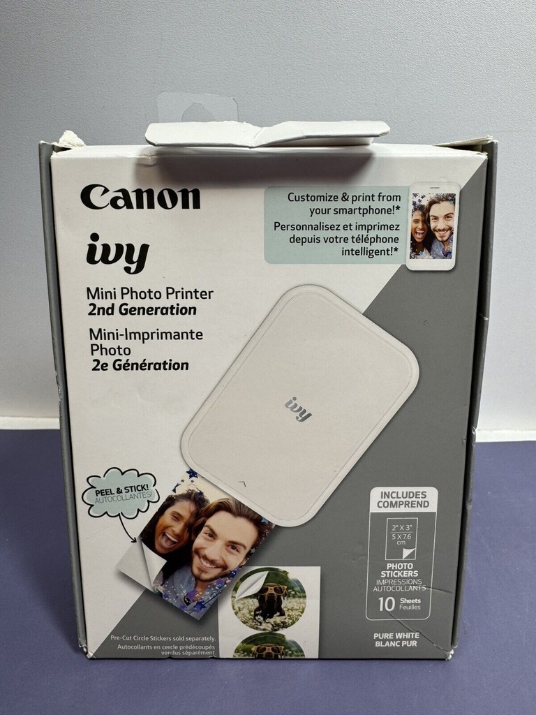 CANON IVY 2  Mini Photo Printer 2nd Generation Pure White - OPEN BOX