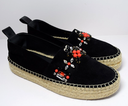[5060-1] Louis Vuitton Black Suede Leather Frontier Embellished Espadrille Flats Size -37