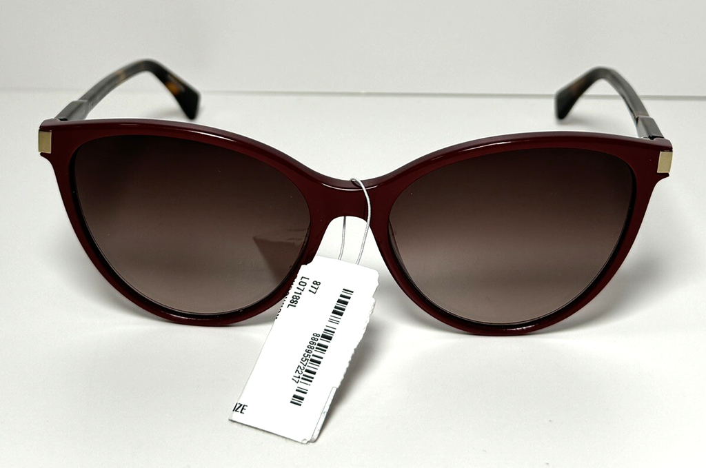 NEW Longchamp LO718S-601-56 BURGUNDY Sunglasses Havana Temples