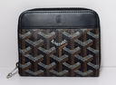 [9969-2] Goyard Matignon Mini Wallet Zip Black Pouch Clutch Small Leather Canvas