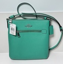 [10103-1] NWT - Coach Crossgrain Leather Mini Rowan File Bag CE871 Bright Green