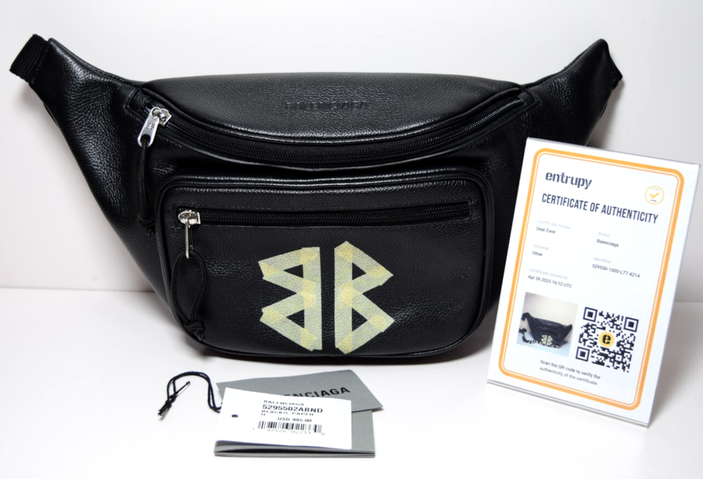 Balenciaga Grained Calfskin Tape Logo Explorer Belt Bag