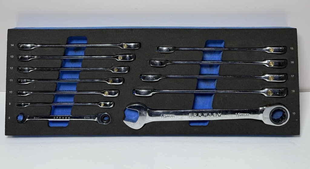 Cornwell Metric Ratcheting Wrench Set 8-19mm Blue Power