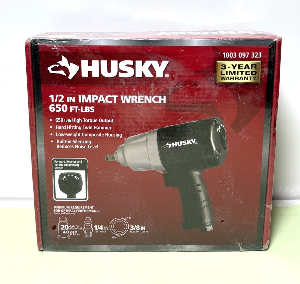 Husky 1003097323 1/2" Pneumatic 650 FT-LBS Impact Wrench