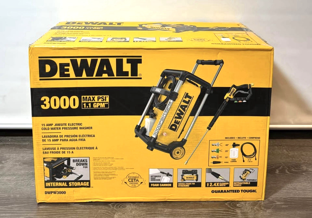 DeWALT DWPW3000 3000 MAX PSI 1.1 GPM 15 AMP Brushless Jobsite Pressure Washer