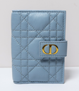 [10790-1] Christian Dior Caro Dandelion Card Holder Cannage Quilt Leather