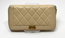 [JP] Chanel Boy Zip Around Wallet Lambskin Quilted Leather