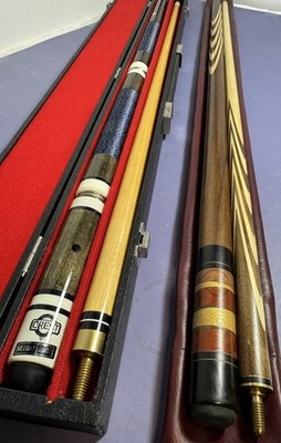 2-Piece Pool Cue Sticks Set - Crest Weight 20oz + Custom Wood Inlay Billard Cue