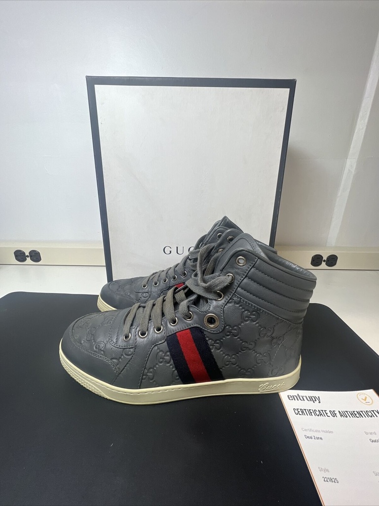 Men's Gucci Coda Guccissima High-Top Sneaker, Gray Size 8