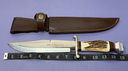 [11167-2] Linder 440 Bowie Knife Fixed Blade Solingen Germany Inox Rostfrei Stag + Sheath