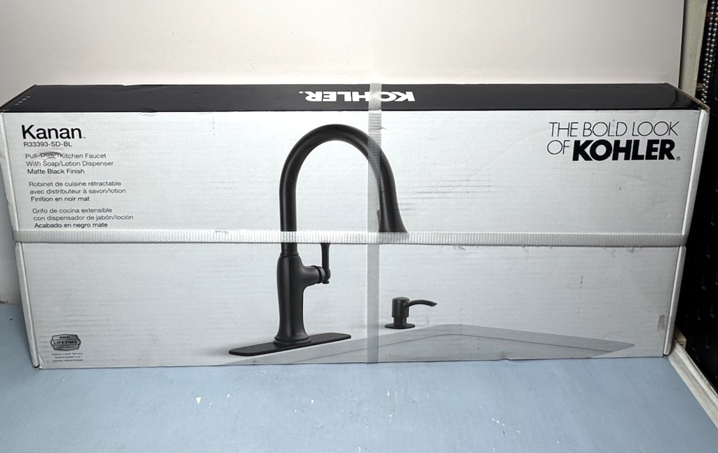 KOHLER Kanan Matte Black Single Handle Pull-down Kitchen Faucet R33393-SD-BL NEW