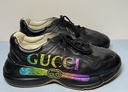 Gucci Men’s 10.5 Black Rhyton Iridescent Rainbow Logo Apollo Nero Sneaker Shoes