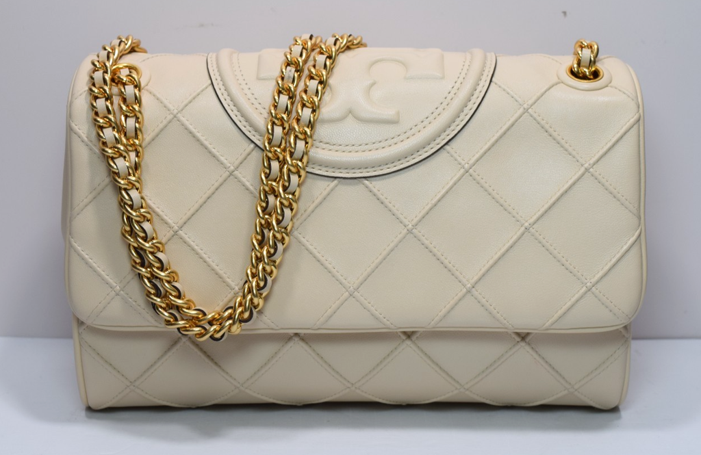 Tory Burch New Cream Soft Fleming Convertible Shoulder Bag