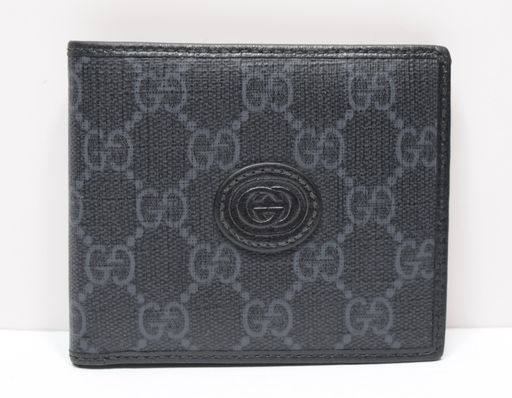 [11469-1] Gucci Bifold Wallet w/ Interlocking G In Black Supreme