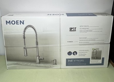 [11837-2] NEW Moen 87194SRS Indi Stainless 1-Handle High Arc Pulldown kitchen Faucet
