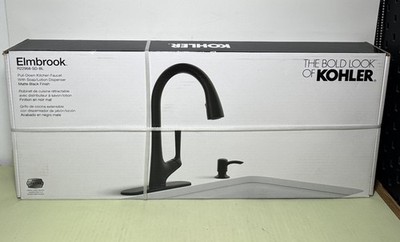 [11767-1, 11872-2] KOHLER Elmbrook Matte Black Pull-Down Sprayer Kitchen Faucet R22968-SD-BL - NEW