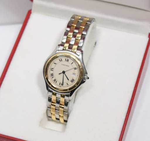 [11535-1] Cartier Cougar 118000R 33mm SS/18K Quartz Watch Full Set 1992 Papers Serviced