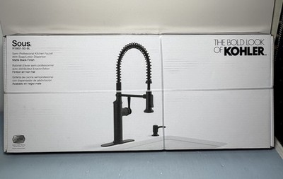 [12235-1] Kohler Sous Pro Faucet  Matte Black Finish With Soap Dispenser R10651-SD-BL NEW