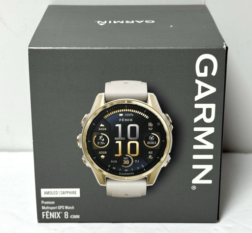 [12721-1] Garmin fenix 8 43mm Sapphire AMOLED GPS Smartwatch Soft Gold-Brand New