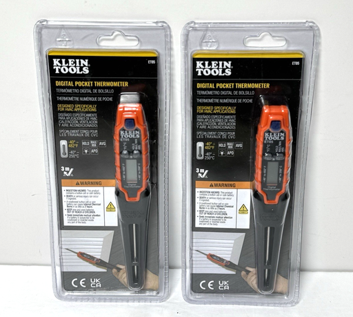 [frb] Klein Tools Digital Pocket Thermometer ET05 Lot Of 2 -New Sealed