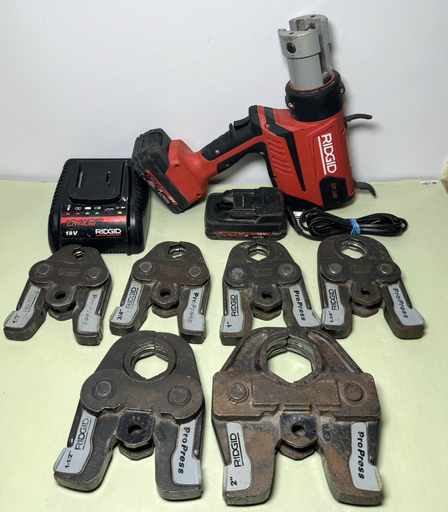 [12413-1] RIDGID RP 350 PRESS TOOL KIT W/ Batts&Charger  1/2" - 2" PROPRESS JAWS - Tested