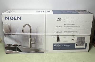 [12746-1] MOEN Gilden 87679SRS Single Handle Pull-Down Sprayer Kitchen Faucet with Reflex