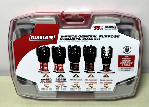 [12901-7] DIABLO 9-piece Universal Fit General Purpose Oscillating Blade Set-New Sealed