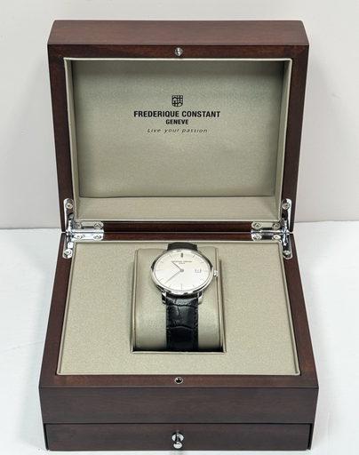 [10355-2] Frederique Constant Slimline Automatic FC-306S4S6 Mens Silver Dial Black Slim