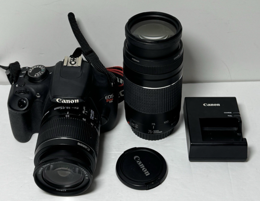 [12870-1] Canon EOS Rebel T5 DSLR Camera with 18-55mm, 75-300mm lens, batt-charger
