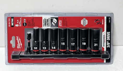 [13085-5] Milwaukee 49-66-7021 8PC SHOCKWAVE  Impact Duty 3/8" Drive Metric Deep - 8 Piece