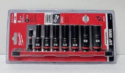 [13085-6] Milwaukee 49-66-7024 8PC SHOCKWAVE Impact Duty 3/8" Drive SAE 6-Point Socket Set