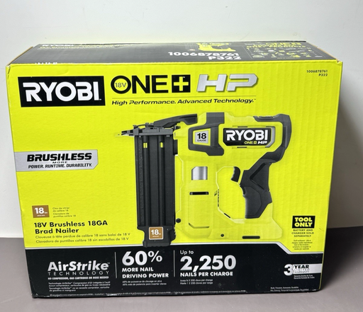 [13110-4] Ryobi ONE+HP 18V AirStrike 18 Gauge Brad Nailer Brushless  Tool Only P322-New