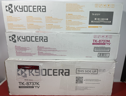 [13082-11, 13082-13, 13178-1] Set of 3 NEW Kyocera TASKalfa 7052ci, 7353ci, 8052ci, 8353ci TK-8737 MYK Toners