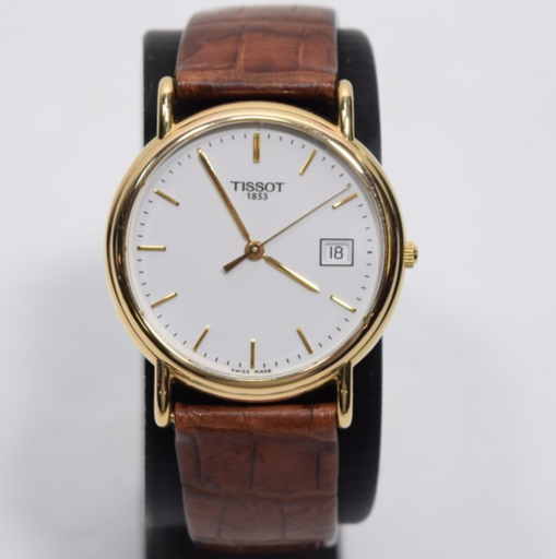 [13183-1] Tissot 1853 Solid 18K Gold (750) Swiss Quartz Date Dress Watch 33.75mm