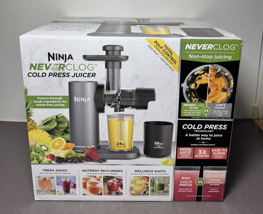 [13250-1] Ninja NeverClog Cold Press Juicer, Powerful Slow Juicer with Total Pulp Control