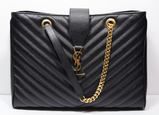 [13204-1] Saint Laurent Classic Monogram Shopper Matelassé Chevron Leather Large