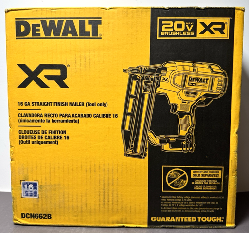 [13318-3] DEWALT DCN662B 20V MAX XR 16-Gauge Brushless Finish Nailer (Tool Only)