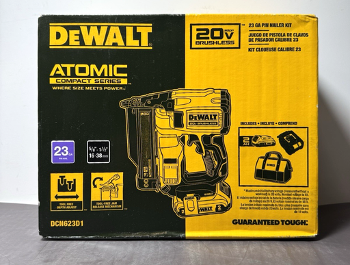[13350-1] DEWALT DCN623D1 20V 23 GA Nailer Kit- New Sealed