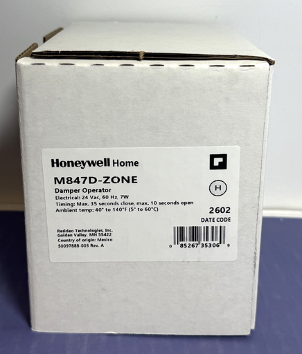 [13369-1] Honeywell Home M847D-Zone Damper Actuator Operator 24V