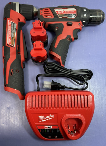 [13405-22, 13405-12] Milwaukee Drill Driver/Right Angle Drill 2407-20/2415-20 + 1.5 AH Battery