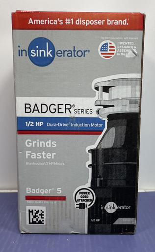 [13515-3] InSinkErator Badger 5 Garbage Disposal with Power Cord Factory Sealed - NEW
