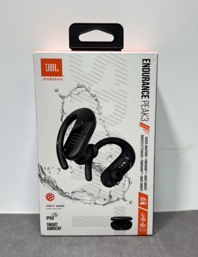 [13565-5] JBL Endurance Peak 3 True Wireless Bluetooth Earbud Headphones - Black - New
