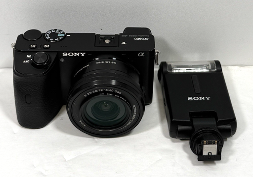 [13445-1] Sony Alpha a6600 24.2MP Mirrorless Camera W/ 16-50mm Lens +Flash HVL-F20M