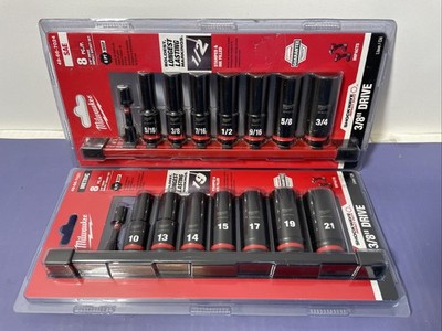 [13085-5] Milwaukee 49-66-7021/7024 and  8PC SHOCKWAVE Impact Duty 3/8"; Metric and SAE