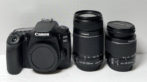 [13493-1, 13561-1] Canon EOS 90D DSLR w/ 18-55 & 55-250mm Lenses + 1TB SD Kit