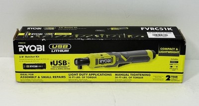 [13689-3] RYOBI FVRC51K 3/8" Ratchet  Lithium-Ion & 2.0 Ah Battery & USB -New Sealed