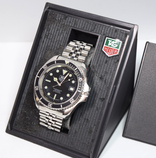 [13674-1] TAG Vintage Heuer 844/5 Professional 200 Automatic Watch Black Dial Steel 39mm