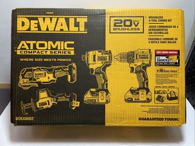 [13756-1] Dewalt DCK486D2 ATOMIC 20V Cordless Brushless Combo Kit w/2x 2.0Ah Batt &charger