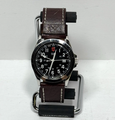 [12890-1] Victorinox Swiss Army Watch w/ Black Face & Brown Leather Strap 24798-40mm