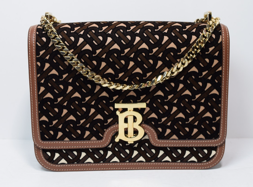 [13912-1] Burberry TB Monogram Crossbody Bag Brown Chain Leather w/ Dust Bag
